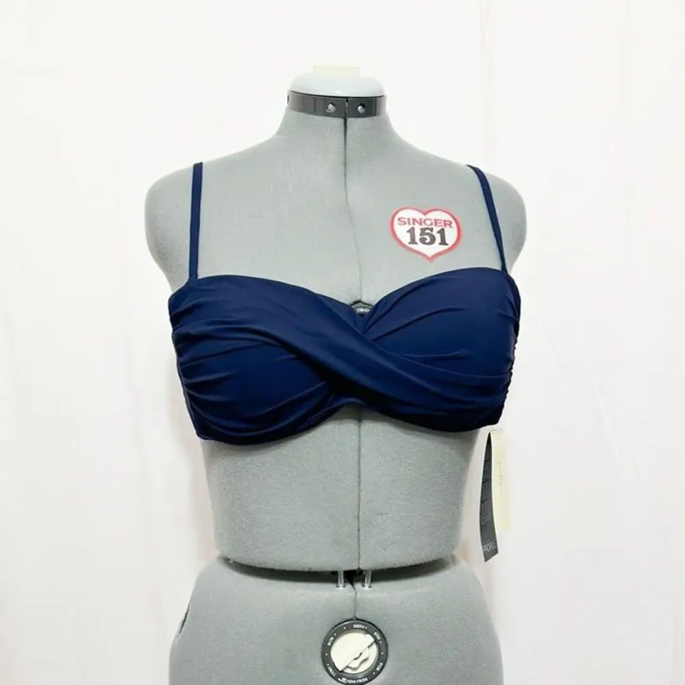 Profile by Gottex NWT Sz 14 Navy Tutti Frutti Bandeau Swim Top